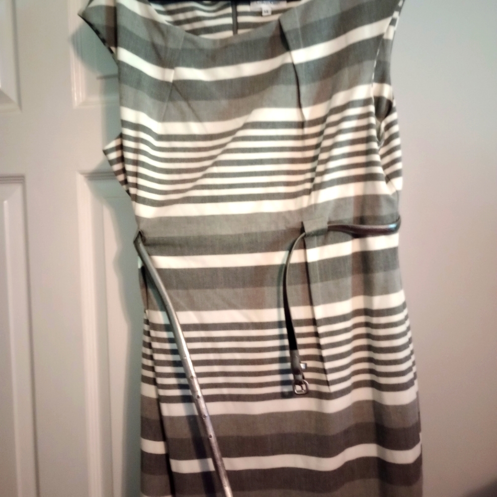 Calvin Klein Dress Size 14 Grey, black and White